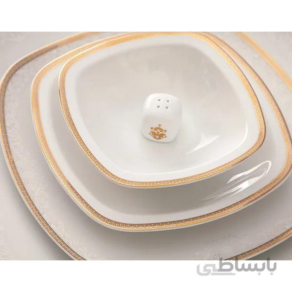 سرویس غذاخوری 98 پارچه چینی زرین ایران سری کواترو مدل ریوا طلا ( Riva) درجه یک