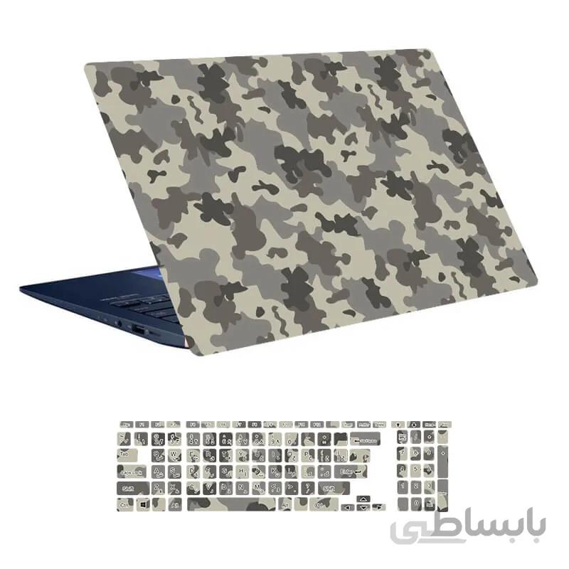 اسکین لپ تاپ طرح Military کد ۱۴ به همراه استیکر کیبورد