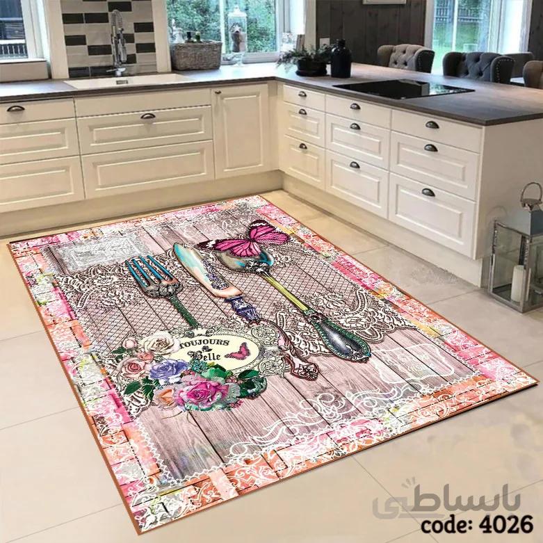 فرشینه اشپزخانه طرح قاشق چنگال مدرن 4026