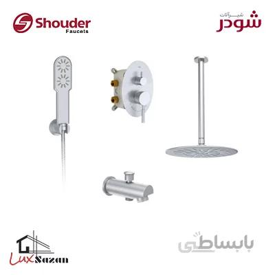 شیر توکار حمام شودر مدل روگن کروم مات (سردوش برنجی) تیپ 4