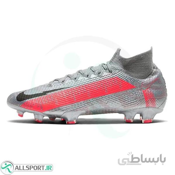 کفش فوتبال نایک مرکوریال طرح اصلی ساقدار خاکستری مشکی Nike Mercurial Superfly 7 Elite FG Gry Black