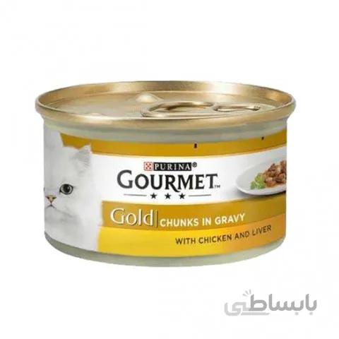 کنسرو گورمت گلد پورینا گربه مرغ و جگر 85 گرمی Gourmet gold chicken and liver