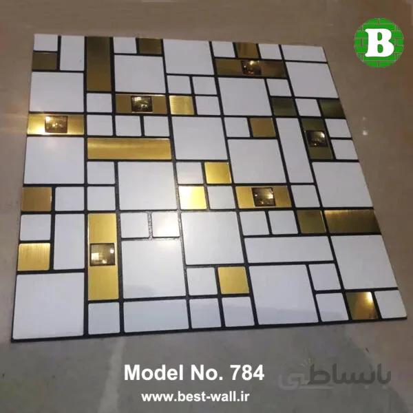 بین کابینتی ترکیبی سفید طلایی نگین دار 784