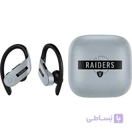 Skinit Decal Audio Skin for PowerBeats Pro - طراحی سری عملکرد نقره ای NFL Oakland دارای مجوز رسمی