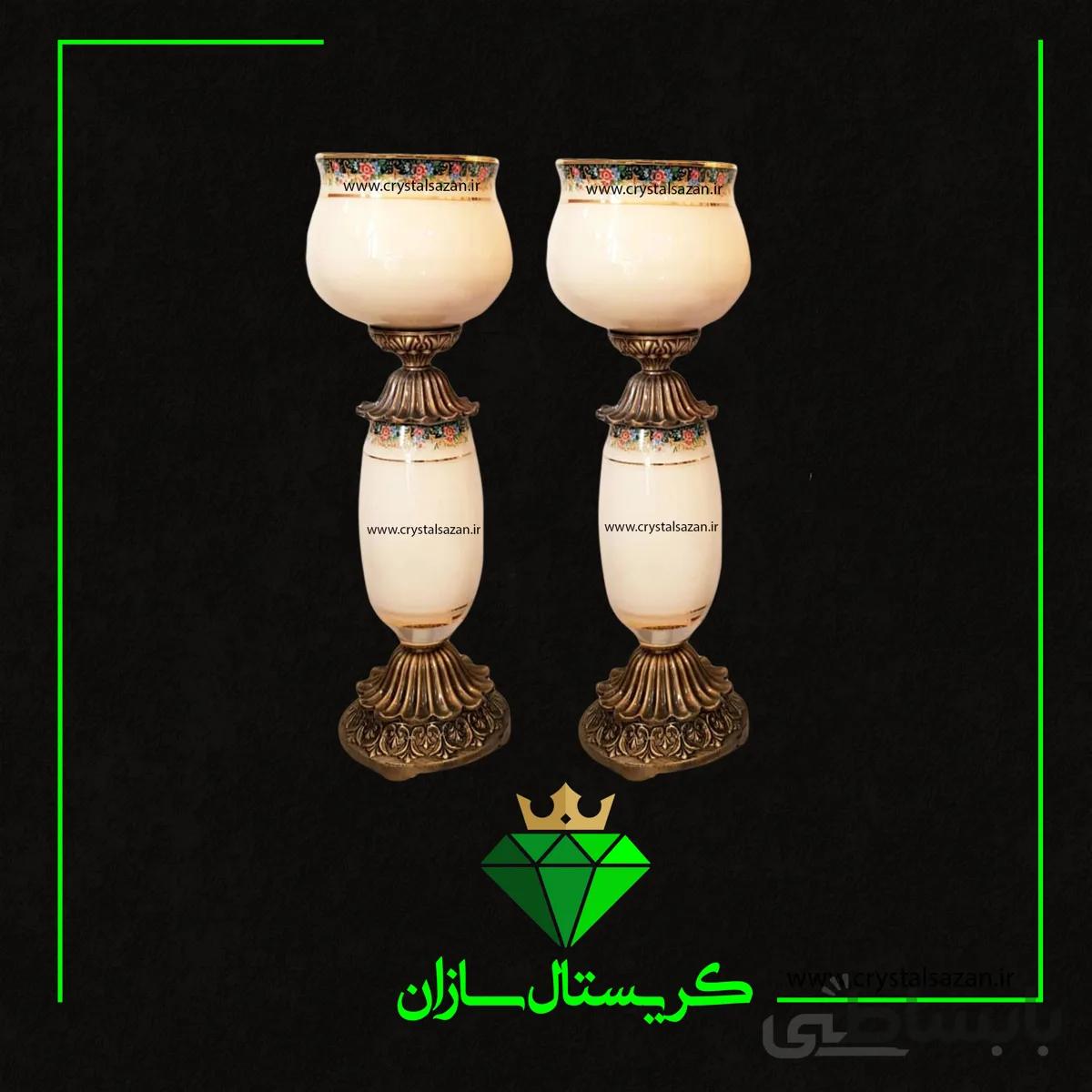 شمعدان افرا کریستال سازان مدل مینا شیری کد SH1210