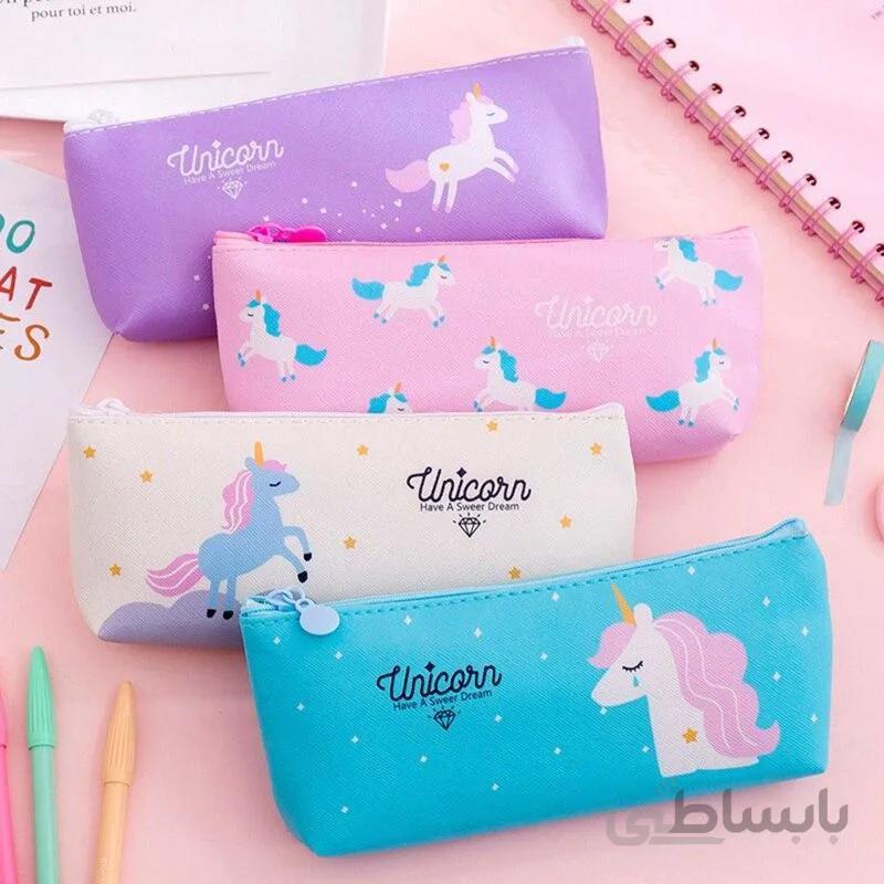 جامدادی فانتزی زیپ دار طرح یونیکورن [اسب تکشاخ] unicorn cute pencilcase code-7889