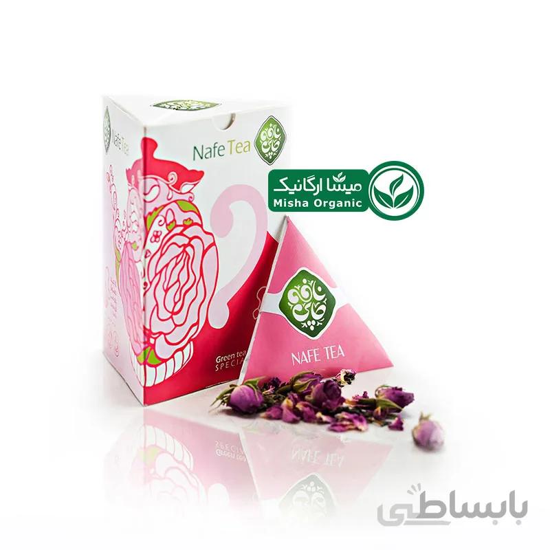 دمنوش چای سبز و گل محمدی ارگانیک نافه | 15 عددی