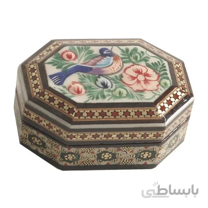جعبه جواهرات خاتم کاری طول 6 سانتی متر کد LN-120