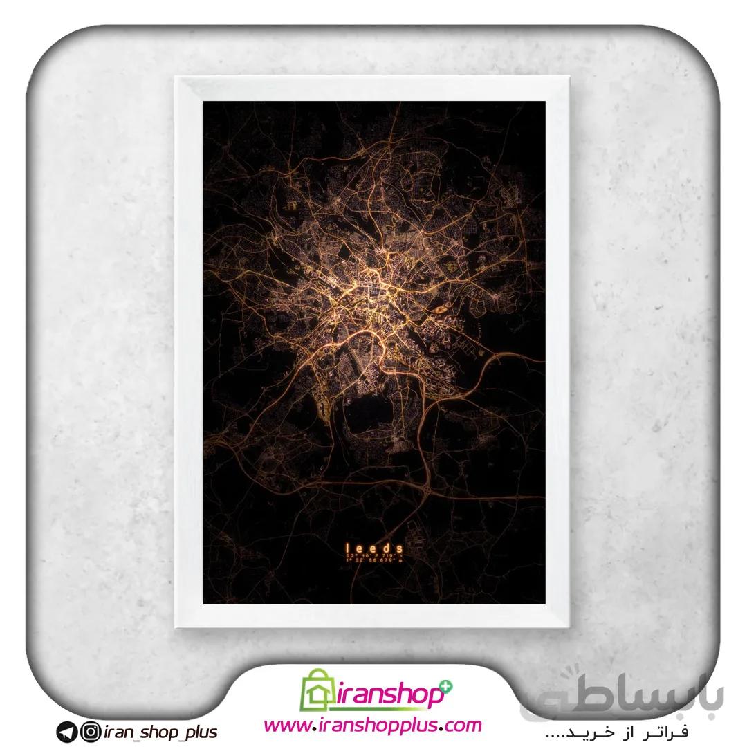 تابلو نقشه شهر لیدز با تم Night Cities