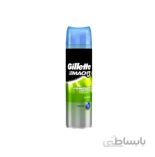 ژل اصلاح مچ تری سنسیتیو ژیلت ۲۰۰ میلی لیتر ا Gillette Mach 3 Sensitive Complete Defence Shave Gel 200 ml