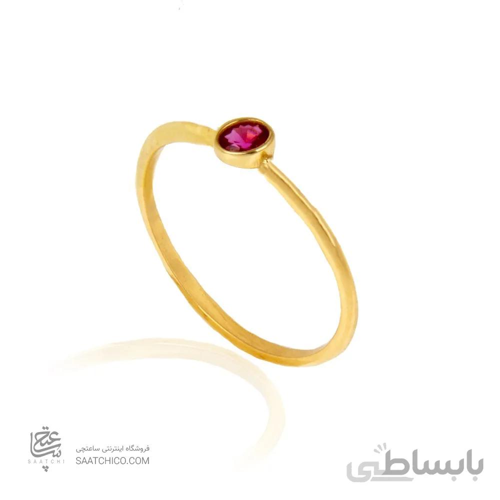 انگشتر طلا زنانه طرح تک نگین کد CR428