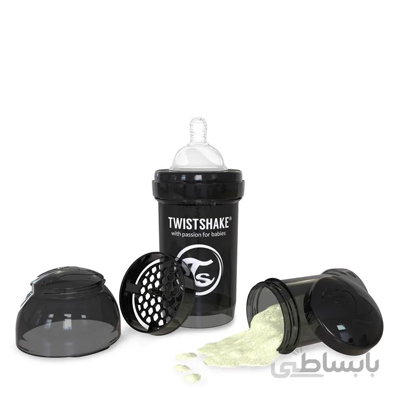 شیشه شیر ضد نفخ 180 میل مشکی تویست شیک Twistshake