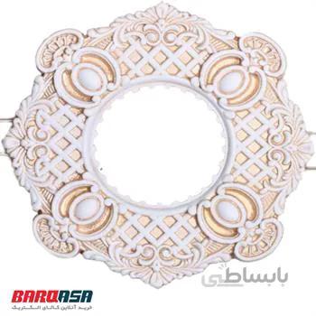 قاب هالوژن طرح دار سفید طلایی کد 416