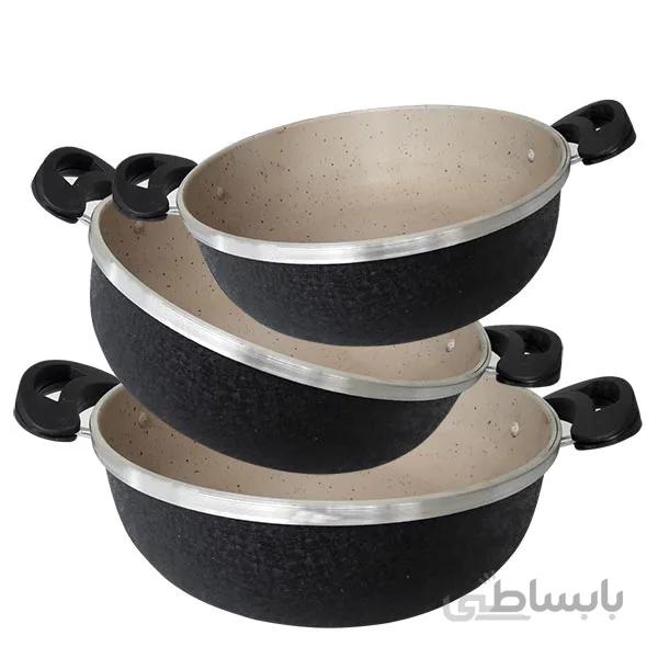 سه تابه دو دسته مشکی خط دار