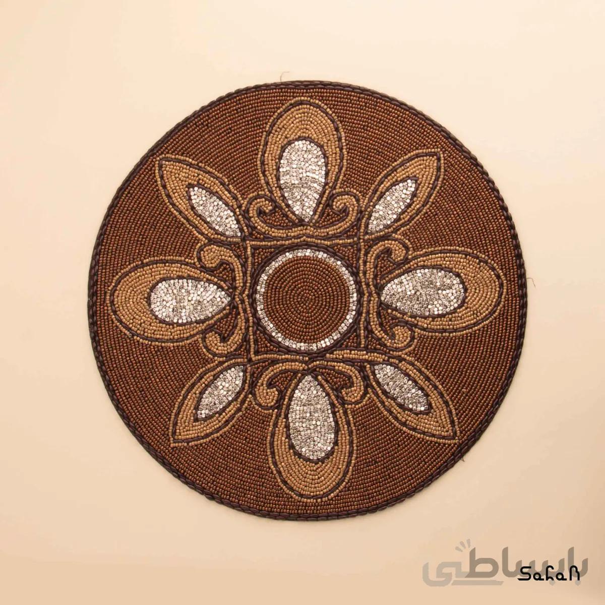 رومیزی منجوق دوزی قهوه ای مدل 1