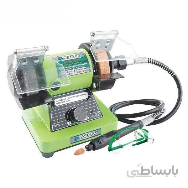 سنگ رومیزی سیلور مدل GTP02A10 رنگ نقره ای ا Silver GTP02A10 Bench Grinder Silver Color
