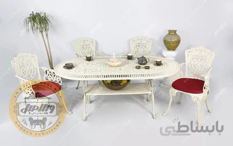 میز آلومینیوم بیضی مدل آرامیس
