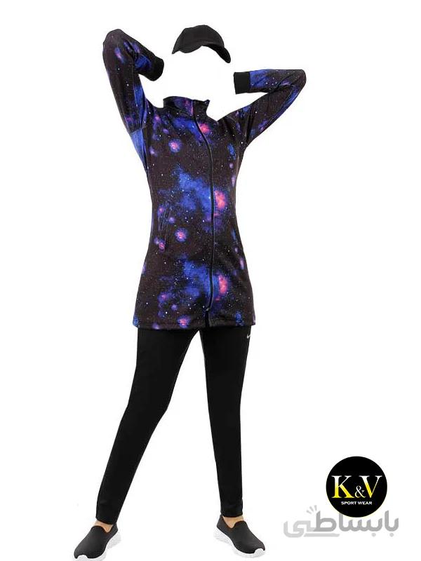 ست مانتو شلوار ورزشی نایک طرح کهکشانی ا Nike gala sports pants manteau set
