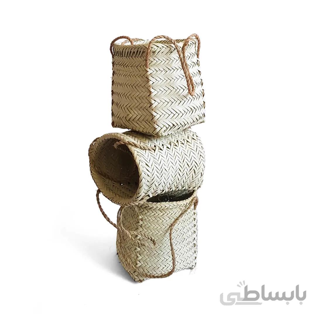 سبد حصیری استوانه ای - نقلی