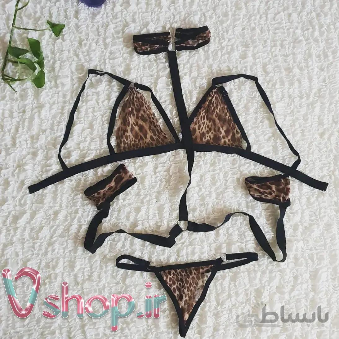 ست هارنس پلنگی با گردنبند و دستبند