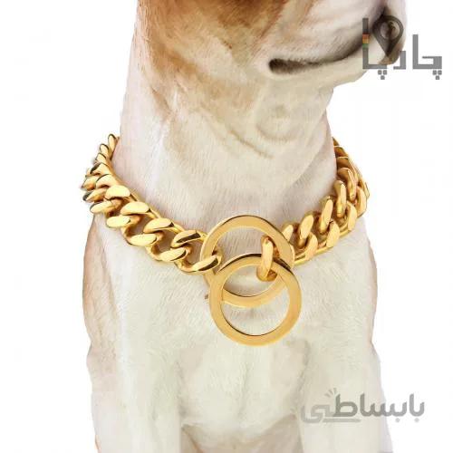 گردنبند طلایی سگ و انواع پت اسمارت Smart طرح کارتیر چوک چین طلائی سایز 1