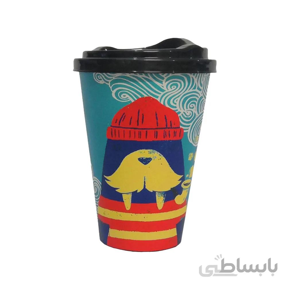 لیوان کافی درب دار پلاستیکی کد 24K-16