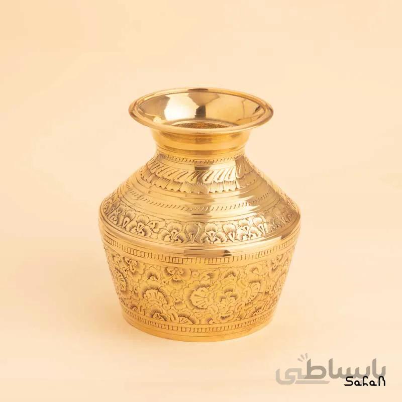 گلدان برنجی قلمزنی طلایی