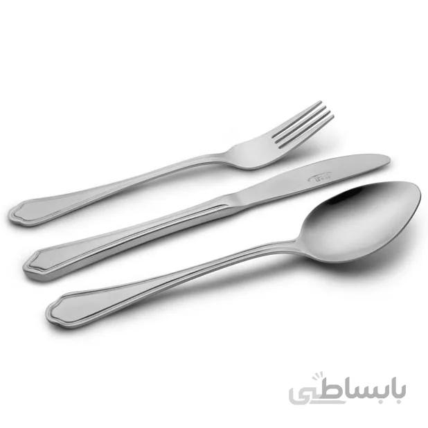 سرویس قاشق و چنگال 24 نفره ناب استیل طرح ونیز استیل براق (98 پارچه)