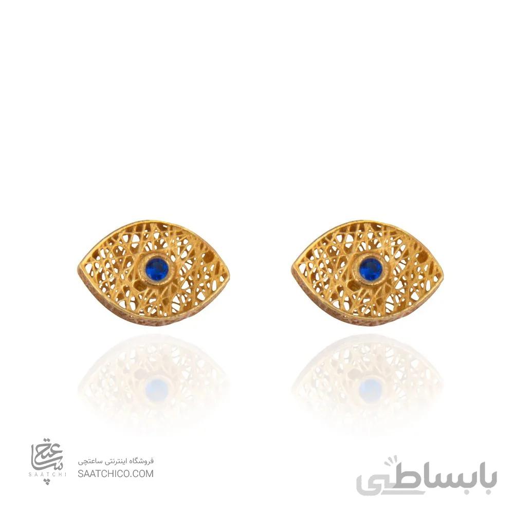 گوشواره طلا طرح چشم فیوژن با سنگ کد CE339