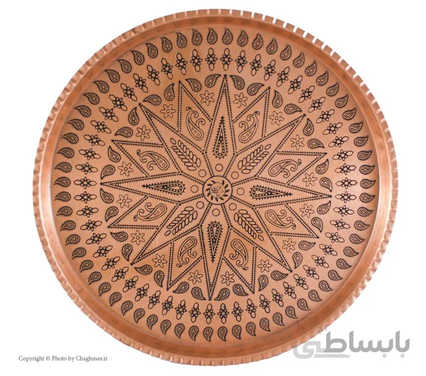سینی مسی زنجان مدل گرد نانو، سایز 4 قطر 23 سانتی متر