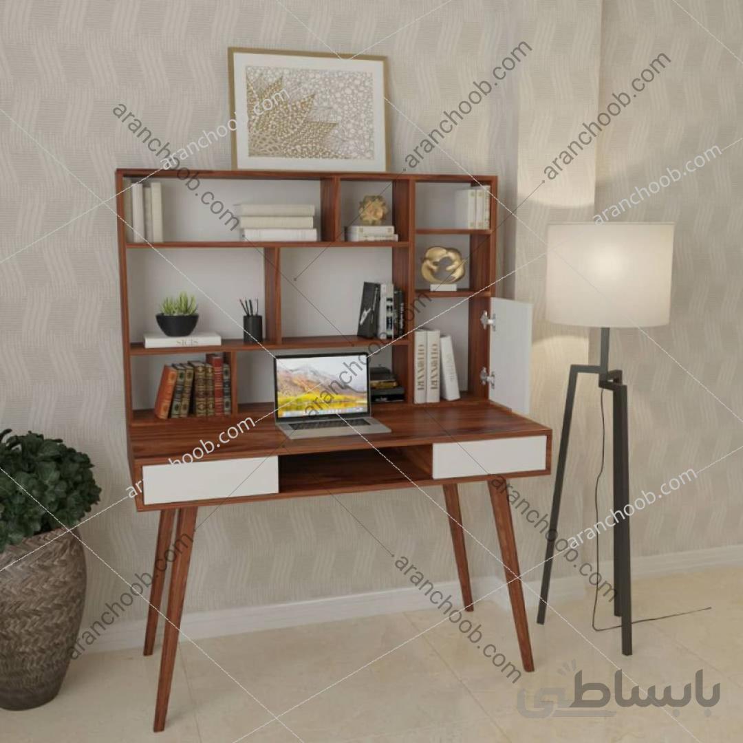 میز تحریر پایه دار 120cm به همراه کتابخانه