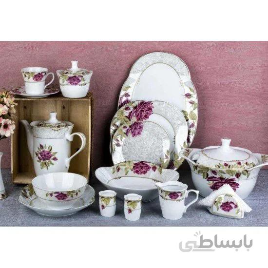 سرویس غذاخوری 12 نفره 104پارچه چینی پردیس کاشان قالب اسپرینگ طرح دنیس 1001