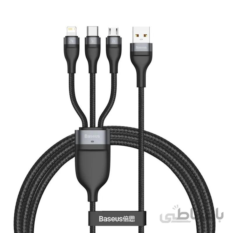 کابل شارژ سریع سه سر بیسوس Baseus Flash Series 3 in 1 Fast Cable 1.2m CA1T3
