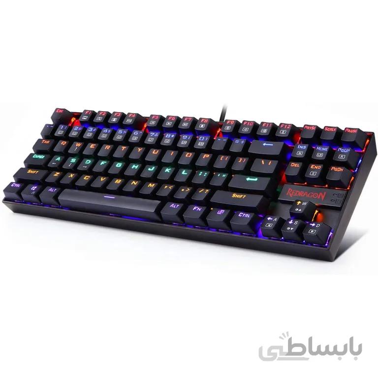 کیبورد Redragon K552-KR Red Switches ا Redragon K552 Mechanical Gaming Keyboard LED Rainbow Backlit Wired 87 Keys Keyboard Tenkeyless for Windows Gaming PC US QWERTY (Red Switches)