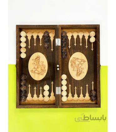 تخته نرد و شطرنج چوبی معرق کاری طرح لیلی