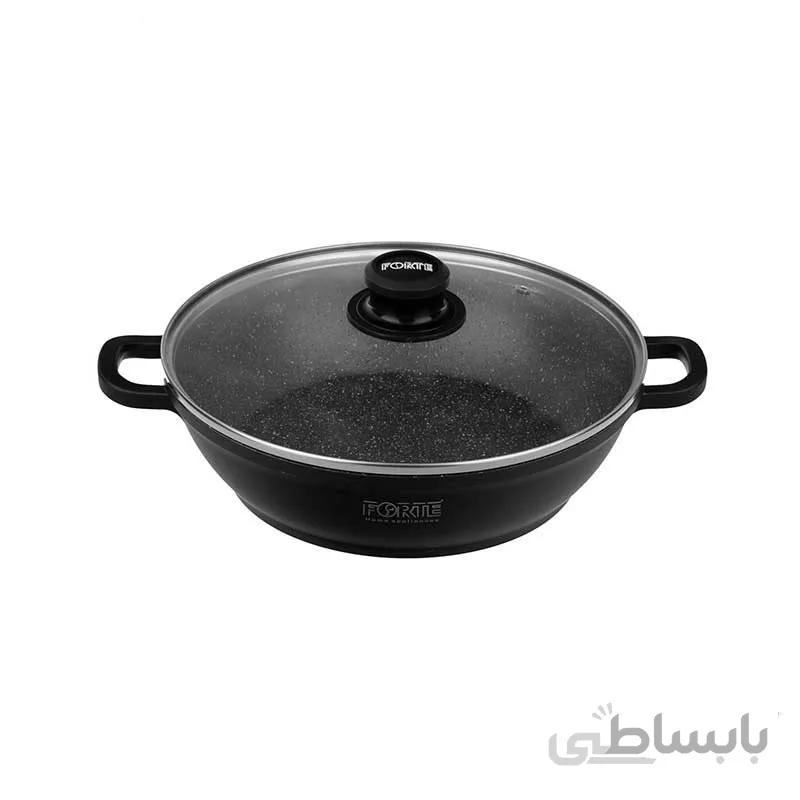تابه دو دسته گرانیت فورته سایز 24 با درب پیرکس