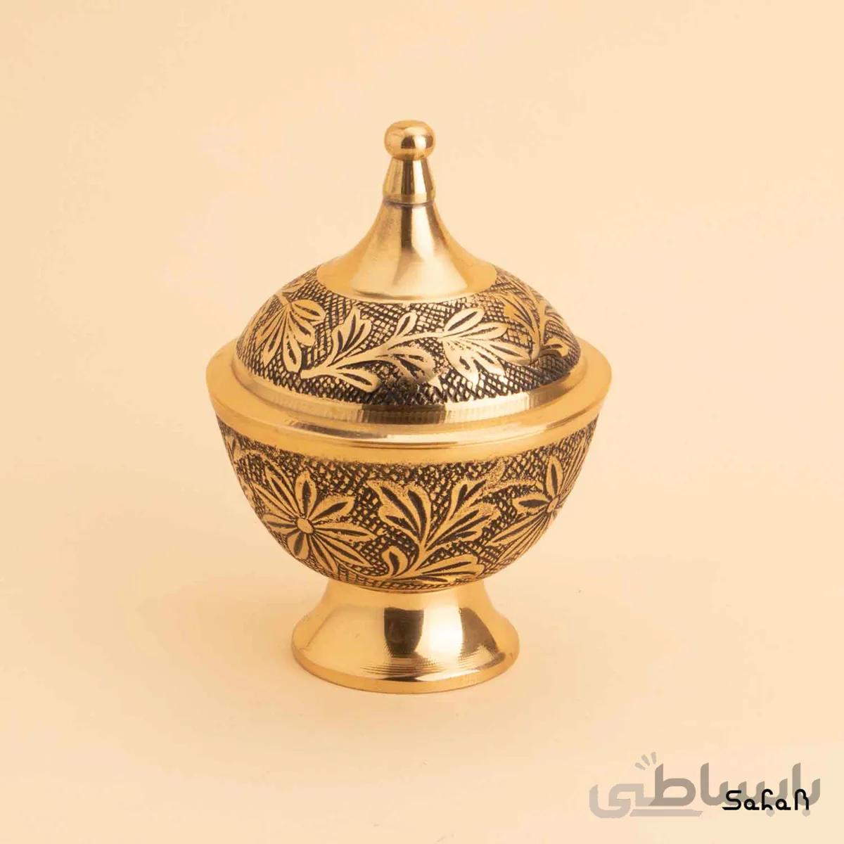 قندان پایه دار برنجی طلایی مدل میخک
