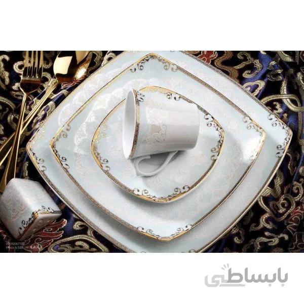 سرویس غذاخوری 12 نفره 105 پارچه چینی پردیس کاشان قالب پاریس طرح 450