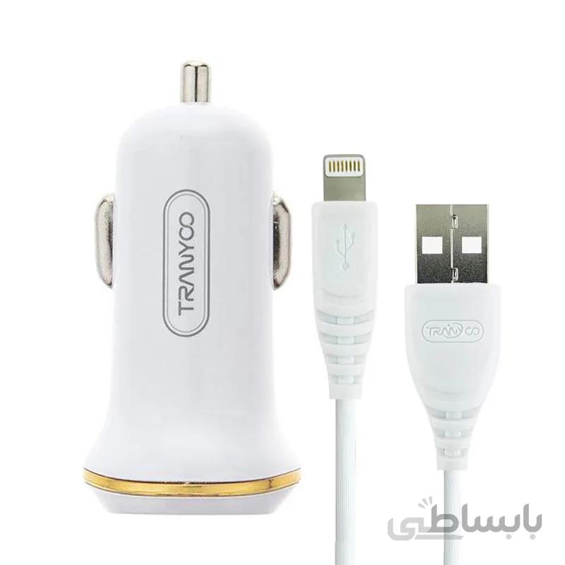 شارژر فندکی ترانیو مدل C11 به همراه کابل تبدیل USB به لایتنینگ