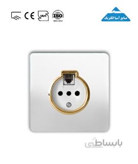 پریز تلفن دومنظوره اسیا کریستال سفید طلایی