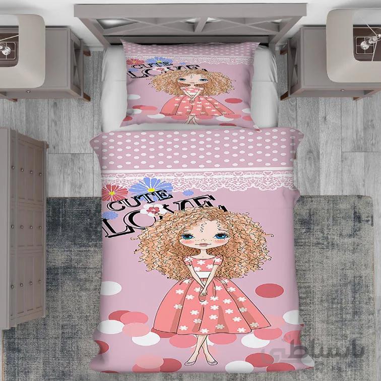 روتختی دخترانه یک نفره صورتی pk-2110b
