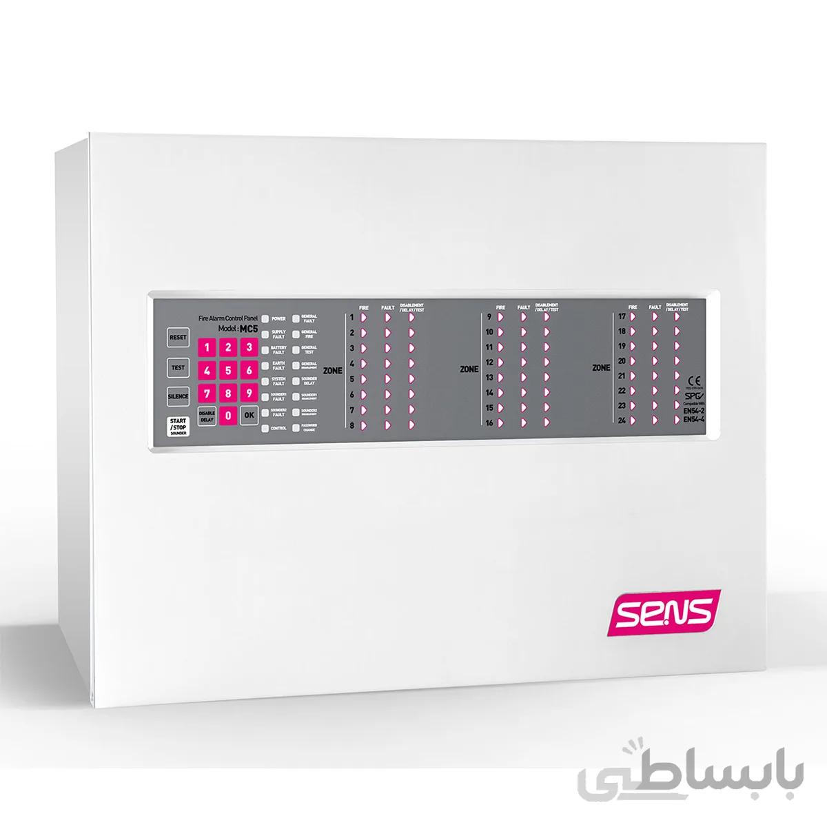 مرکز کنترل 24 زون سنس (کانونشنال) مدل MC5 ا Sens Conventionl Fire Alarm Control Panel