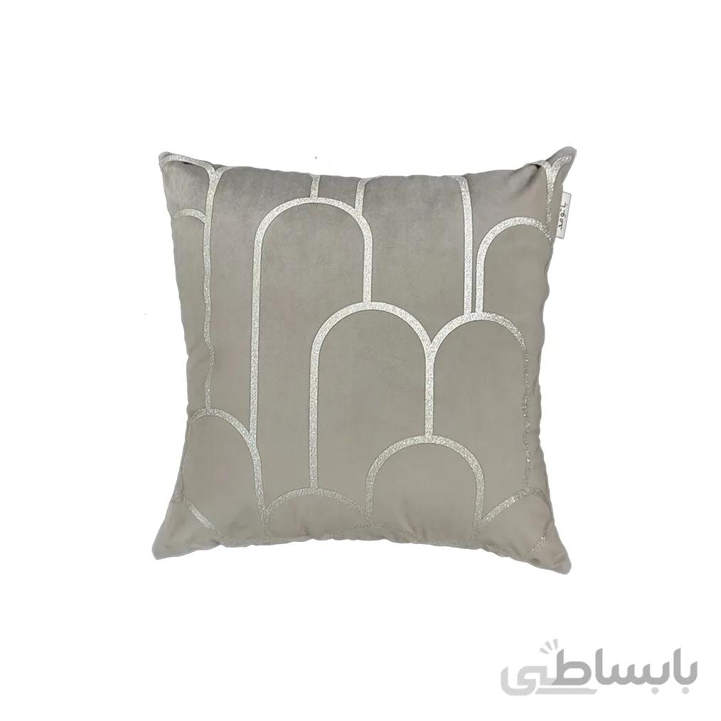 کوسن ترکیبی چرم و مخمل مدل کیان رنگ فیلی