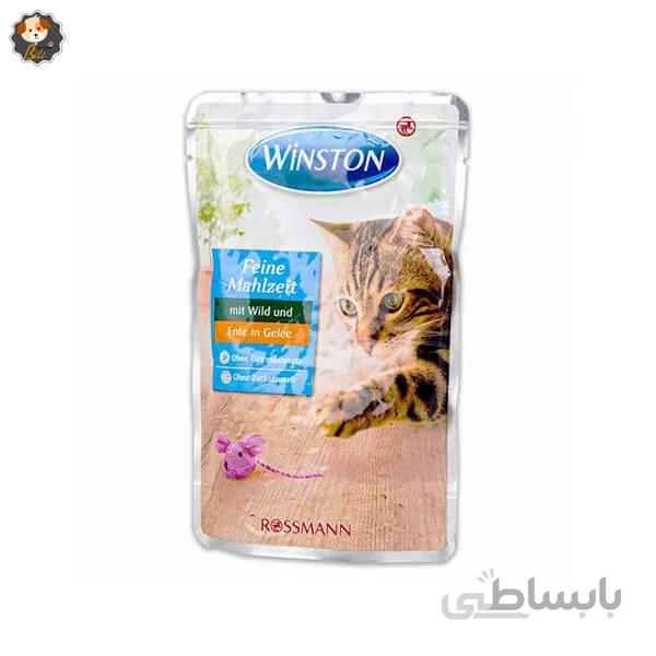 پوچ گربه وینستون طعم اردک و گوشت شکار وزن 100