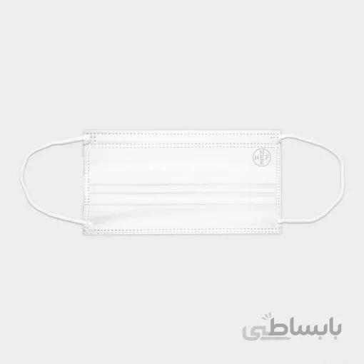 ماسک سه لایه جراحی سفید دوازده رو هشت هف جعبه کاغذی 50 عددی