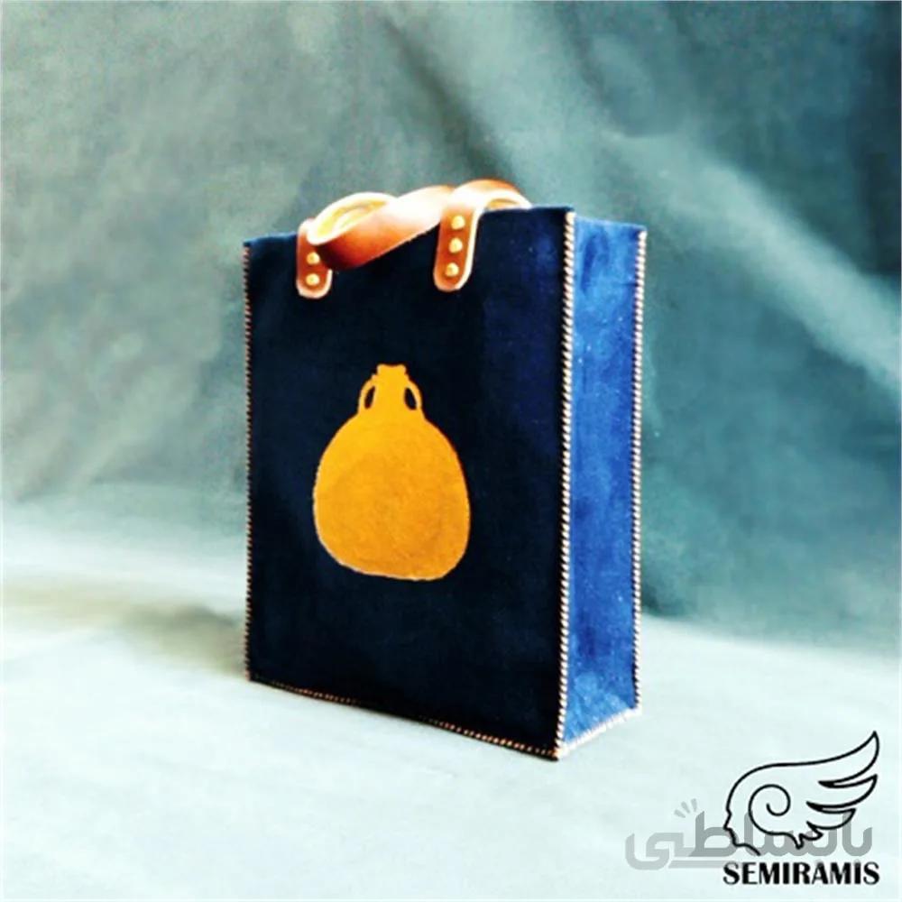 ساک دستی دست دوز سورمه ای طرح کوزه ا , Handy, handmade, surmeh, plan of jars