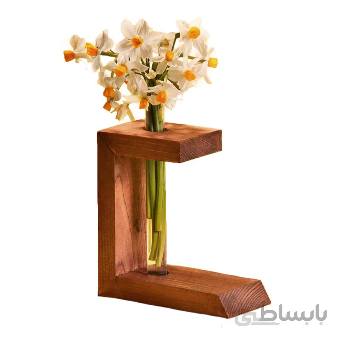 گلدان رومیزی چوبی طرح L