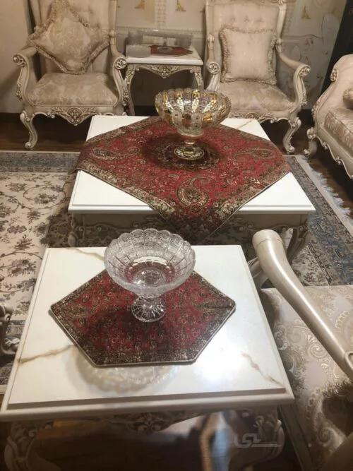 رومیزی 4 تیکه ترمه سنتی طرح عقیق
