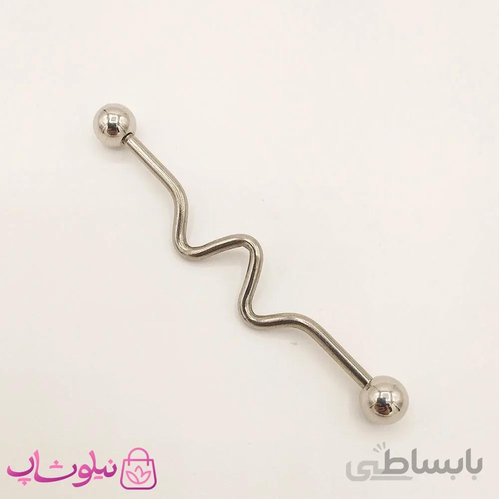 پیرسینگ گوش استیل نقره ای