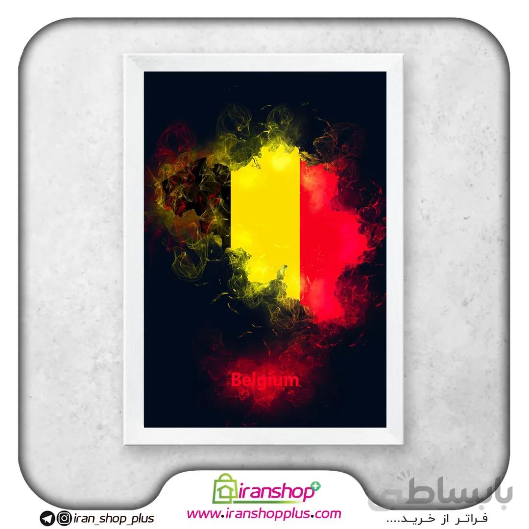 تابلو نقشه کشور بلژیک با تم Flag
